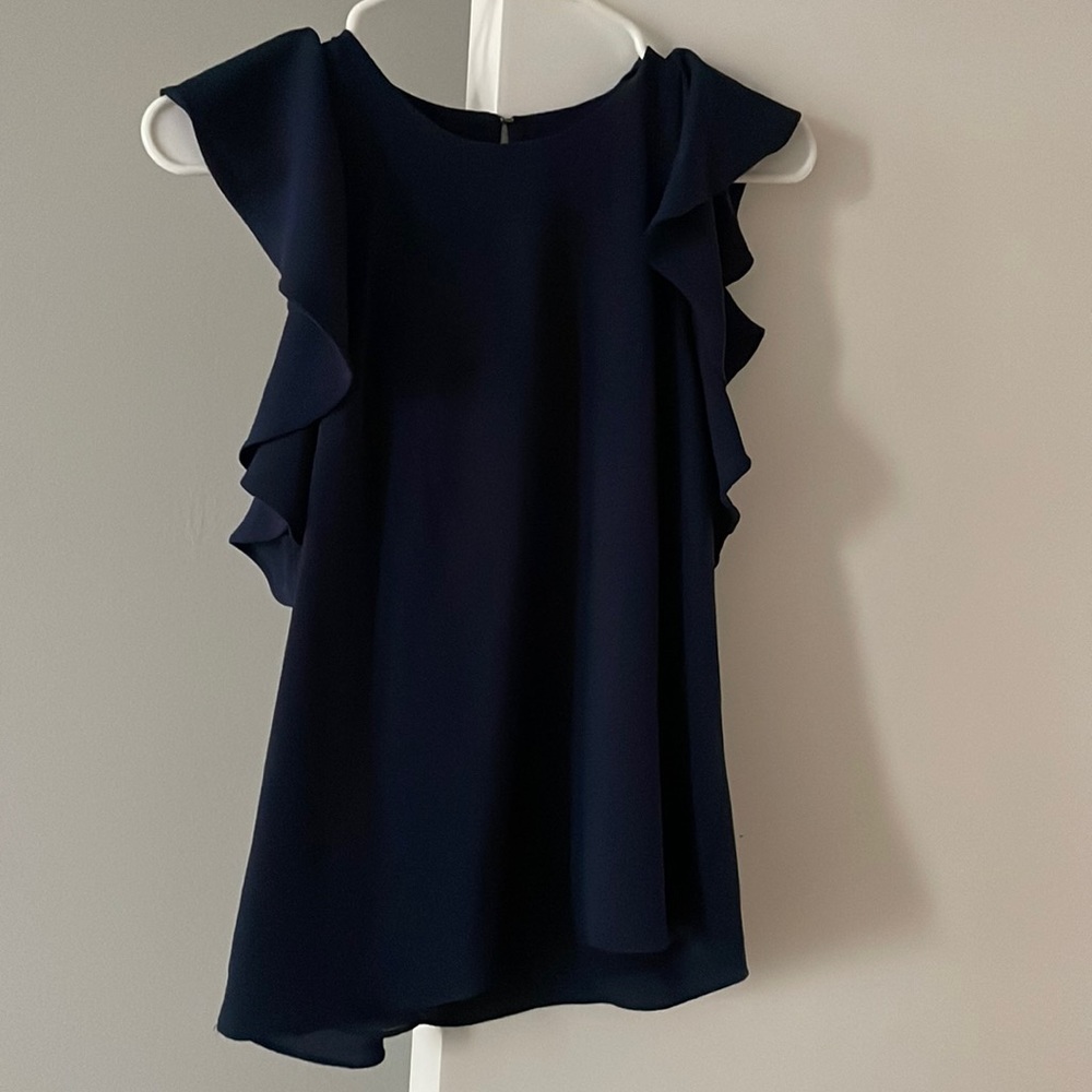 Navy blue sleeveless blouse